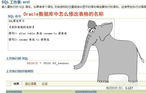 Oracle数据库中怎么修改表格的名称