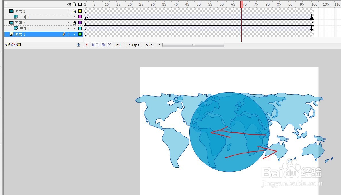 flash制作地球内部转动的效果