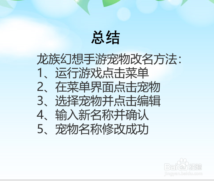 龙族幻想手游宠物怎么改名？