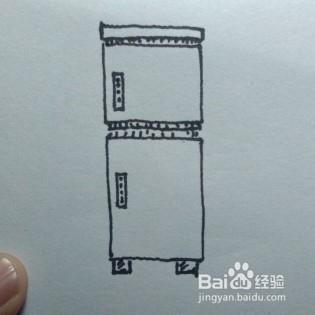 <b>简笔画：两开门电冰箱。怎么画，如何画电冰箱</b>