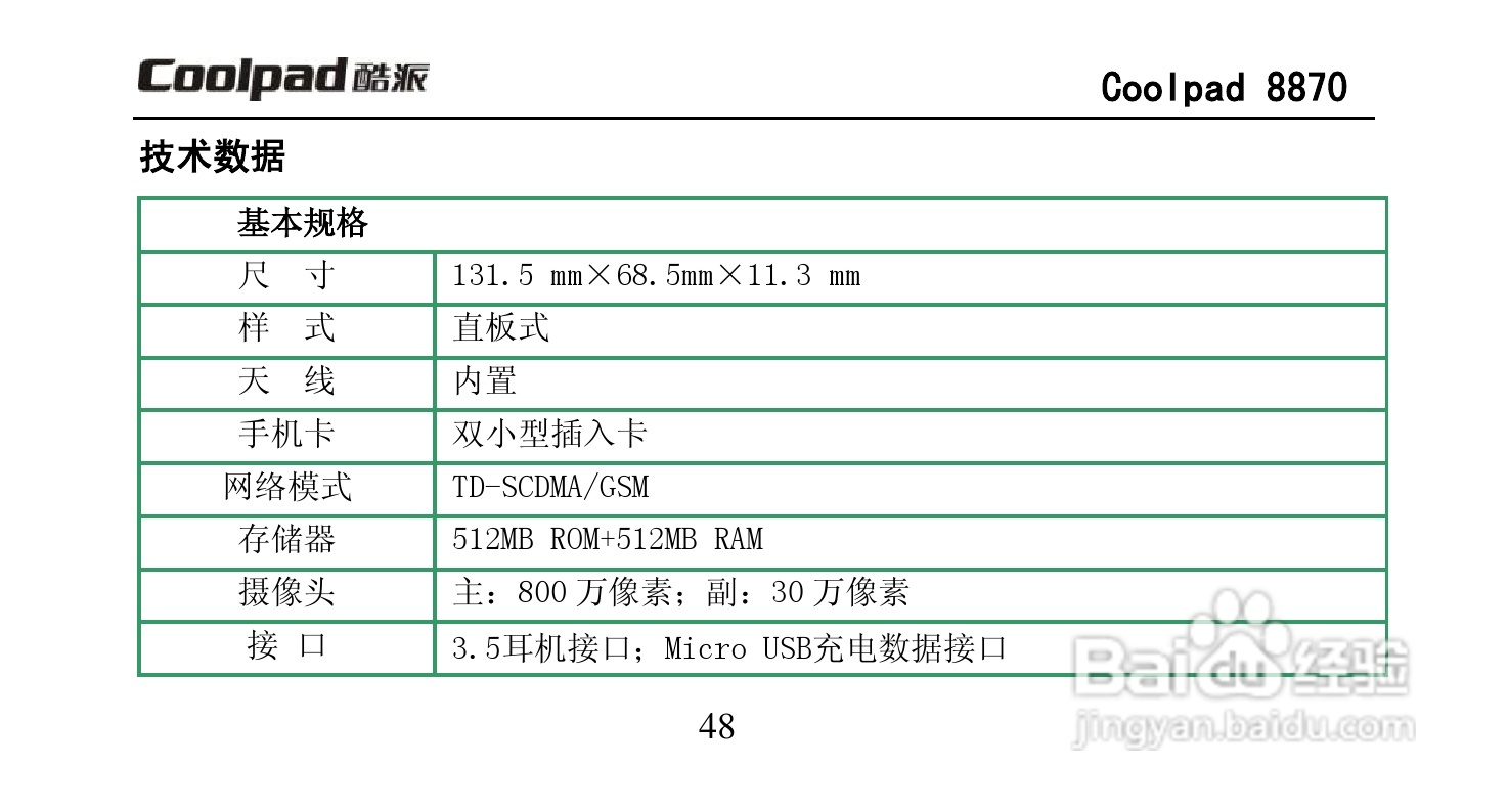 酷派Coolpad 8870手机说明书:[7]