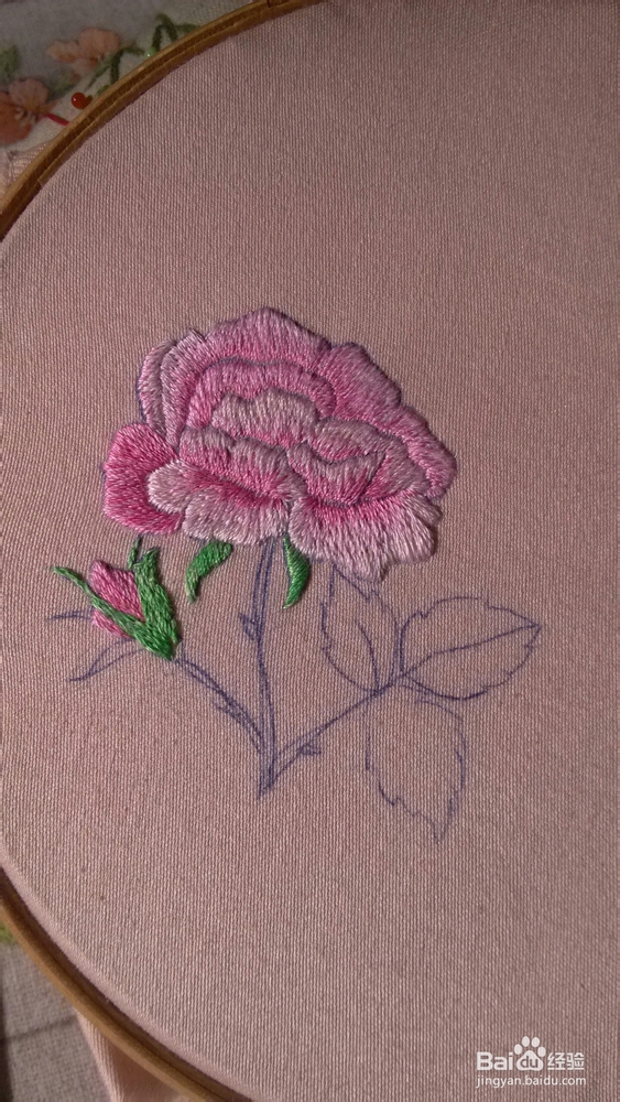 玫瑰花刺绣教程