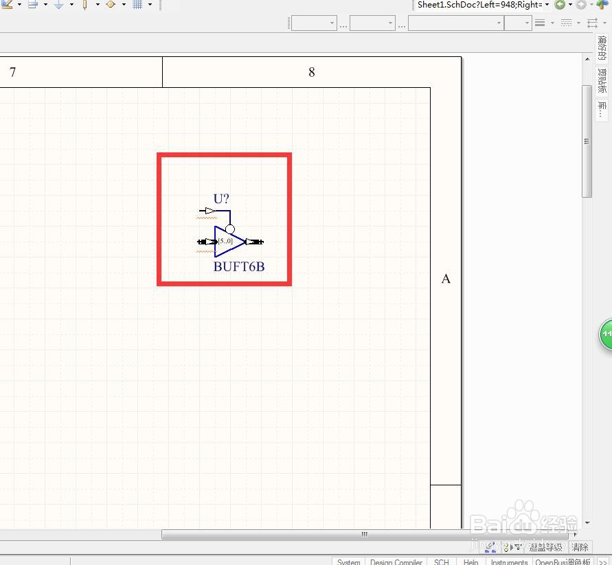如何在AD中放置带低电平控制脚6位总线缓冲器？