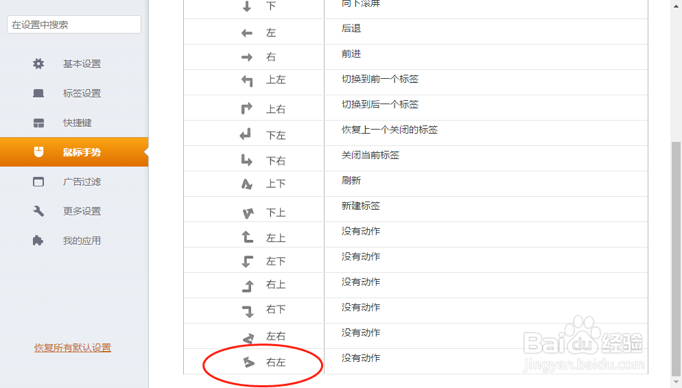 猎豹浏览器如何设置“右左”的鼠标手势动作