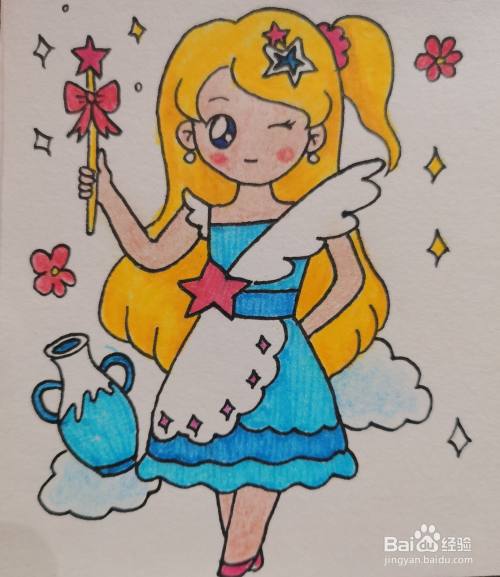 怎样画简笔画 水瓶座公主 百度经验