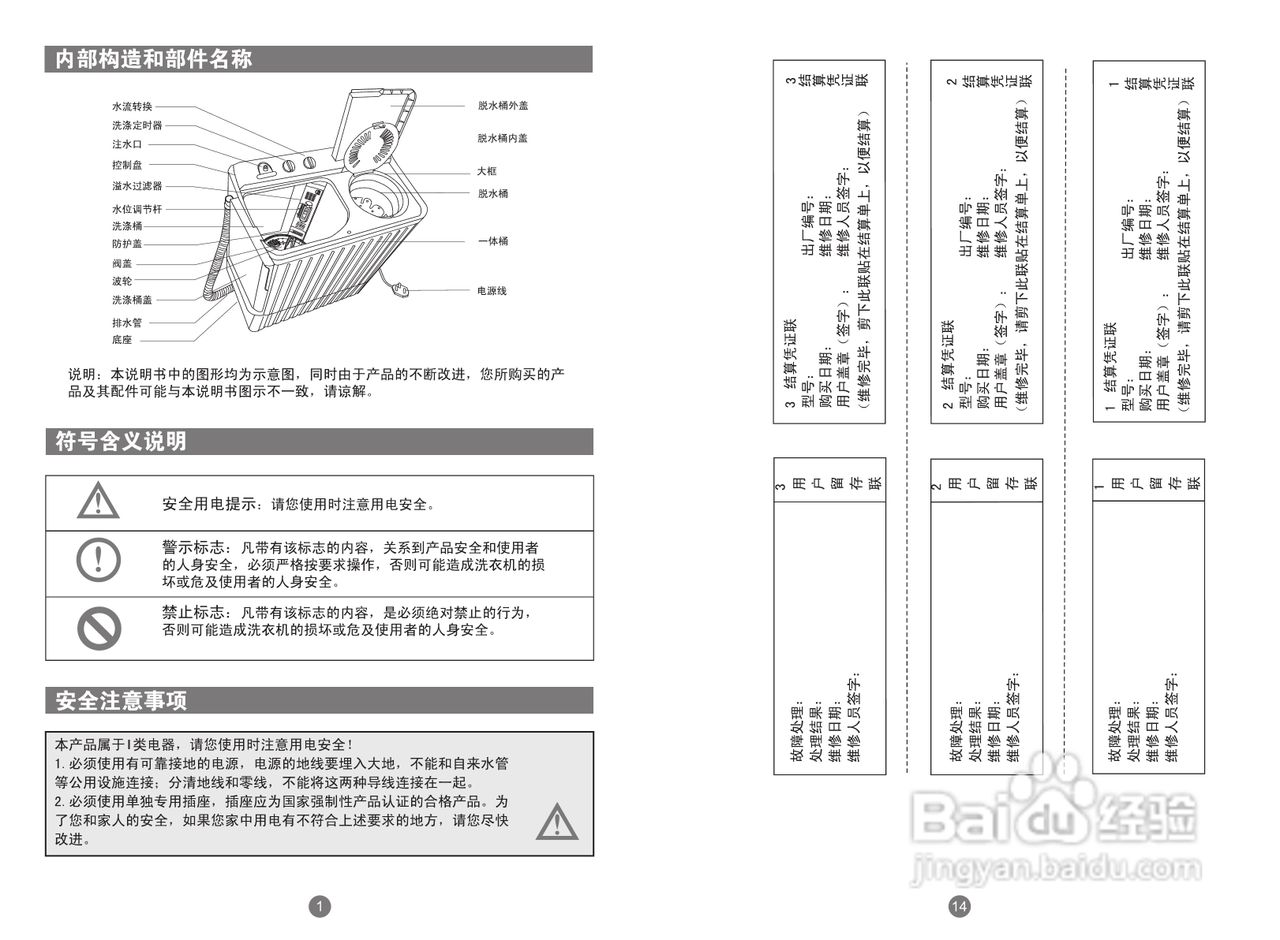 海尔双桶洗衣机XPB60-0713S型使用说明书
