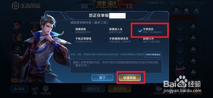 王者荣耀对局语音骂人举报