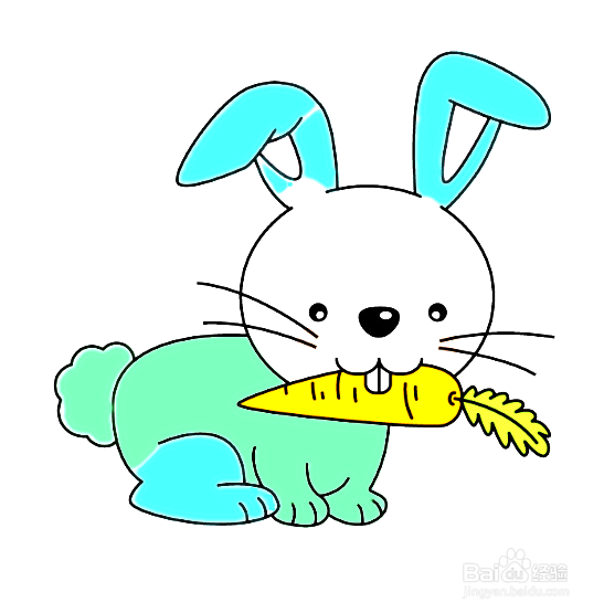 如何手工画吃萝卜的兔子简笔画？