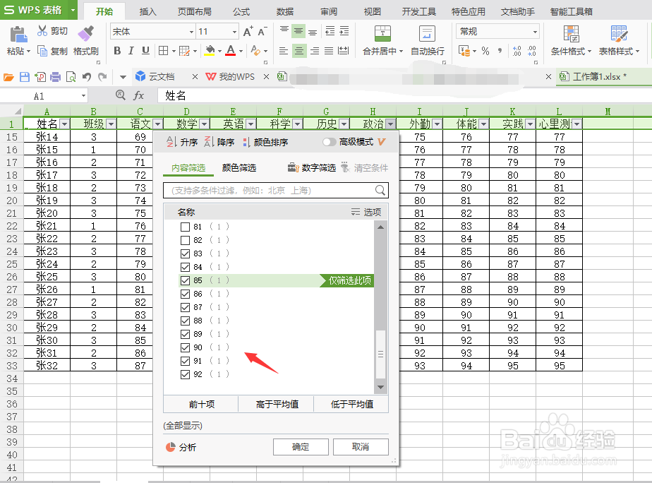 怎样使用WPS的筛选功能