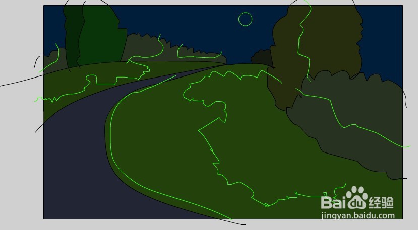 flash绘制河边卡通场景