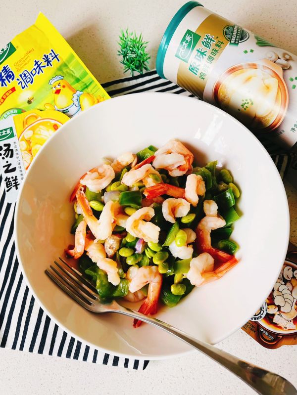 夏日虾尾青椒毛豆下饭菜