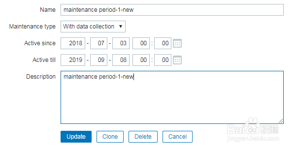 如何在zabbix中修改维护周期？