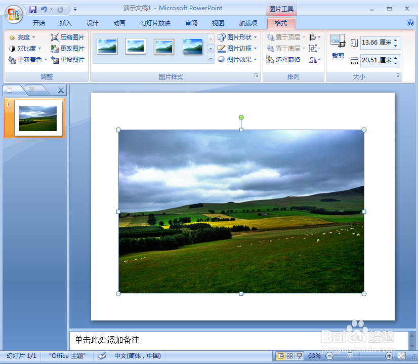 在ppt中给图片添加椭圆预设效果