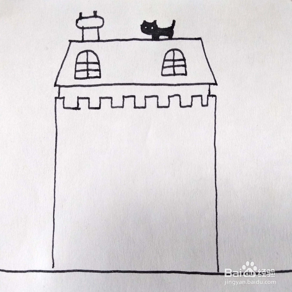 怎么用简单的几何图形绘制出一个建筑简笔画？