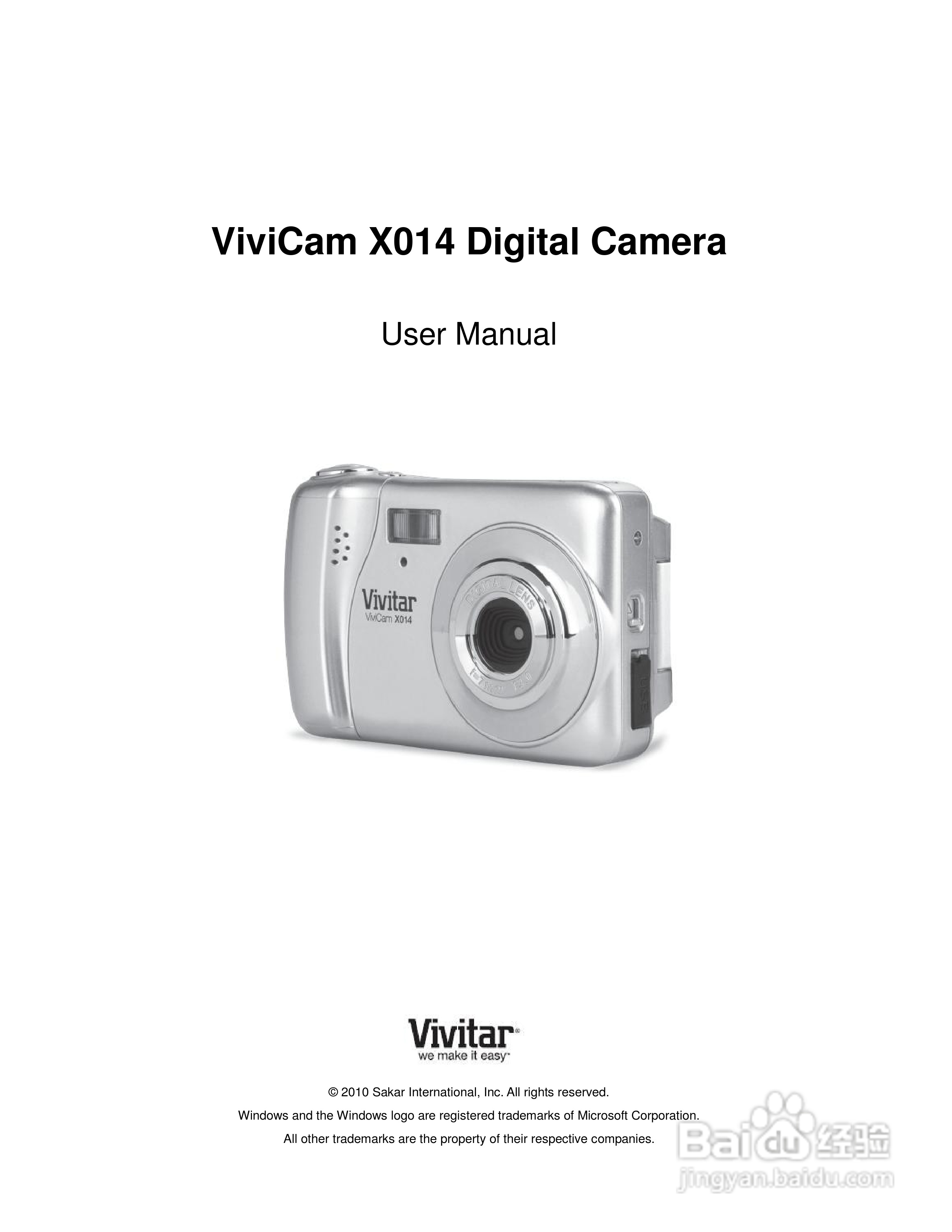 威达ViviCam X014数码相机使用说明书:[1]