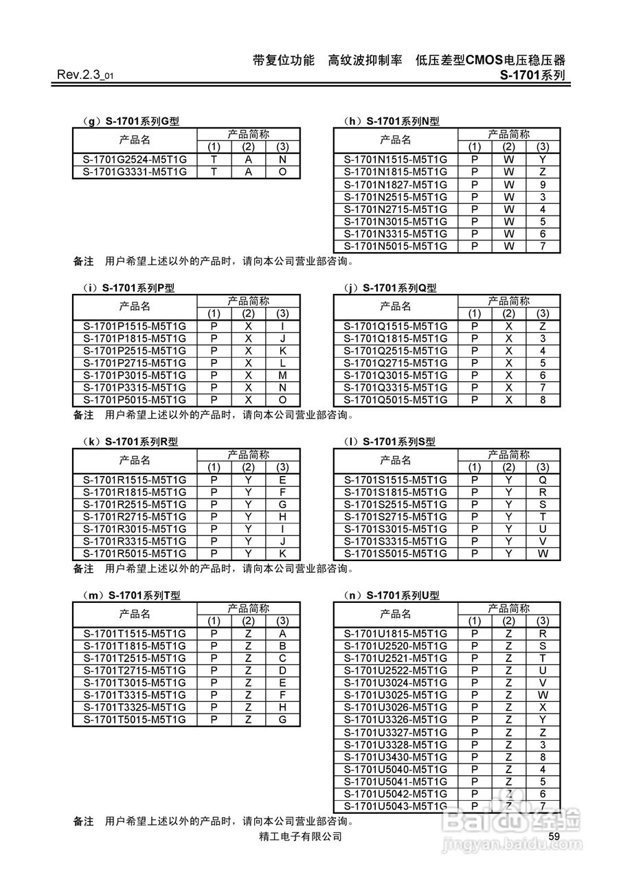 精工电子S-1701系列CMOS电压稳压器说明书:[6]