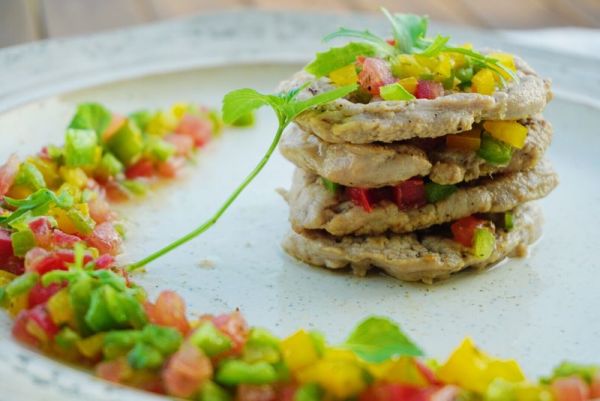 煎猪排配番茄沙汁