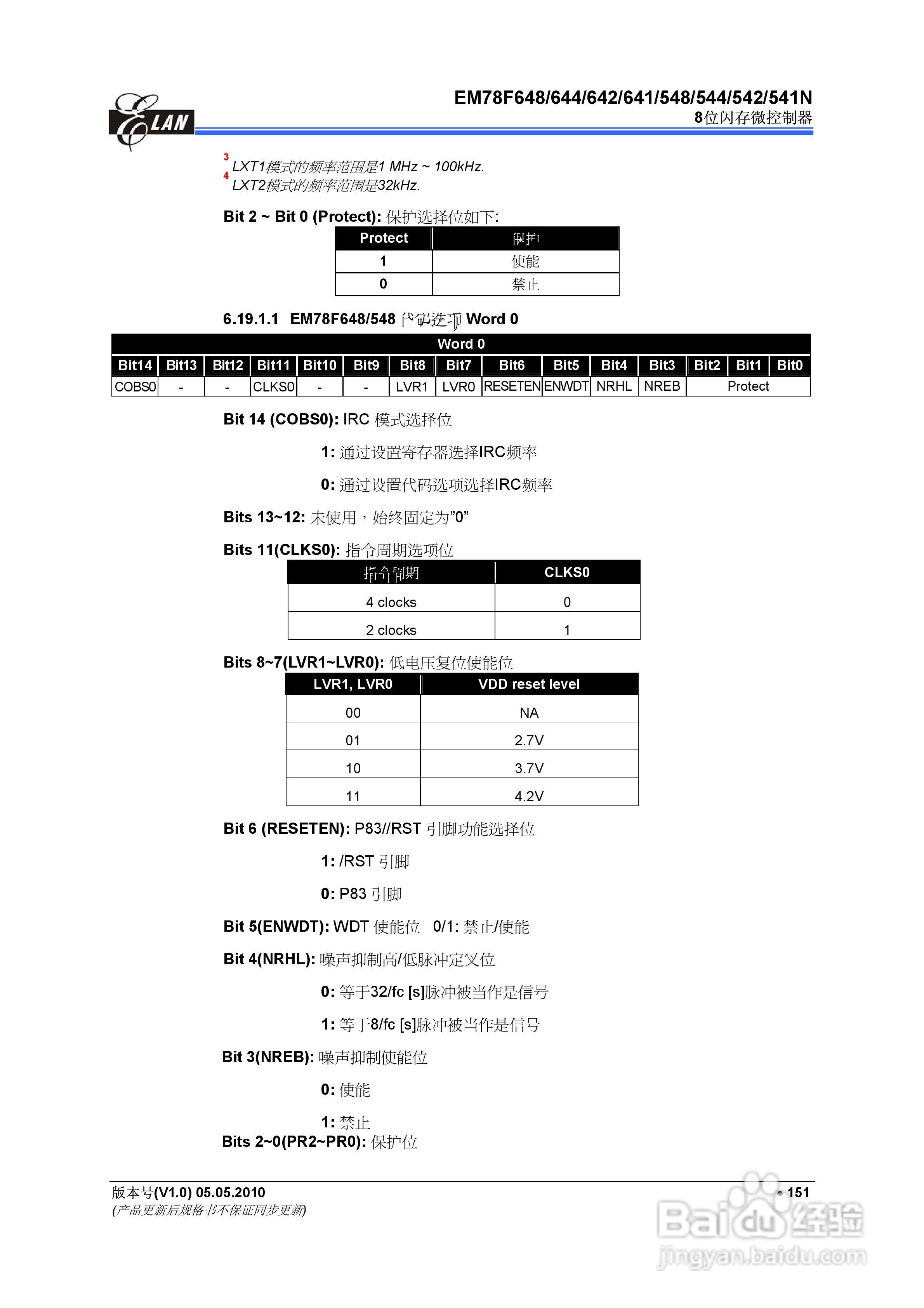 EM78F 8位闪存微控制器说明书:[17]