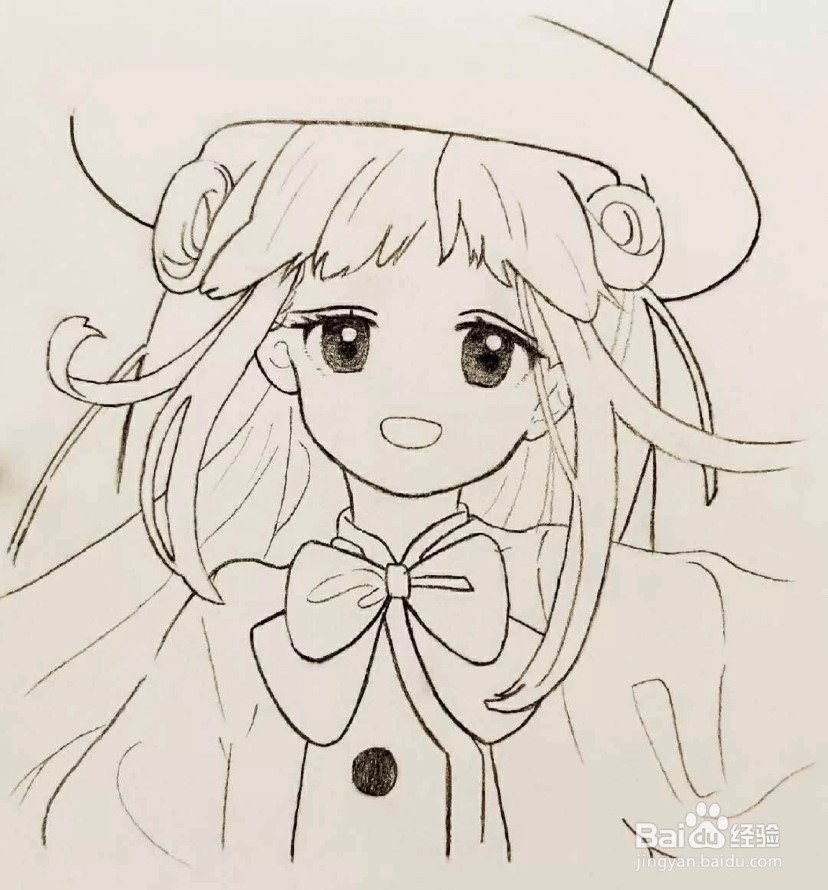 怎么画帽子女孩呢