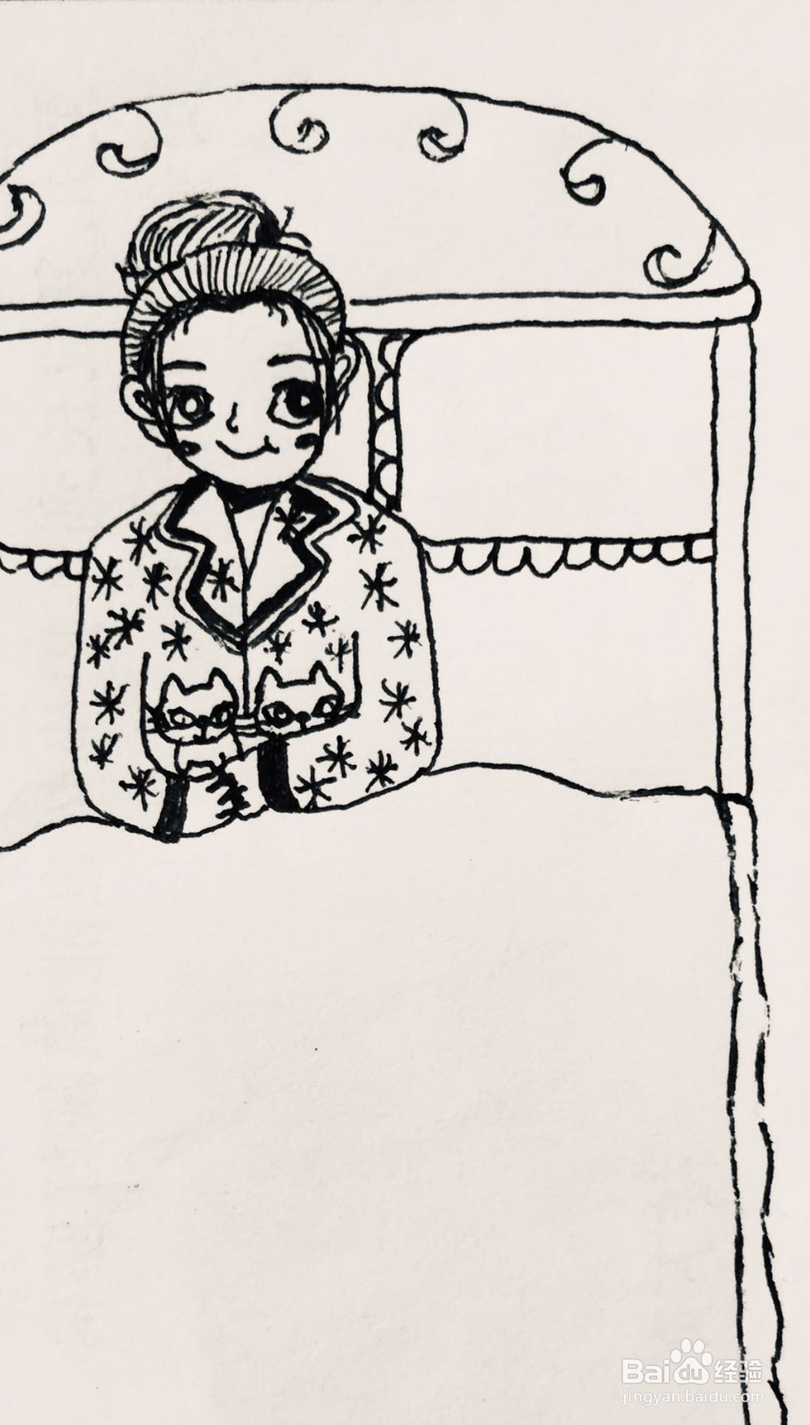 插画教程之抱着猫咪入睡的女孩