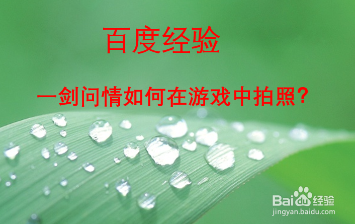 一剑问情如何在游戏中拍照