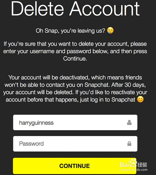 snapchat注销账号