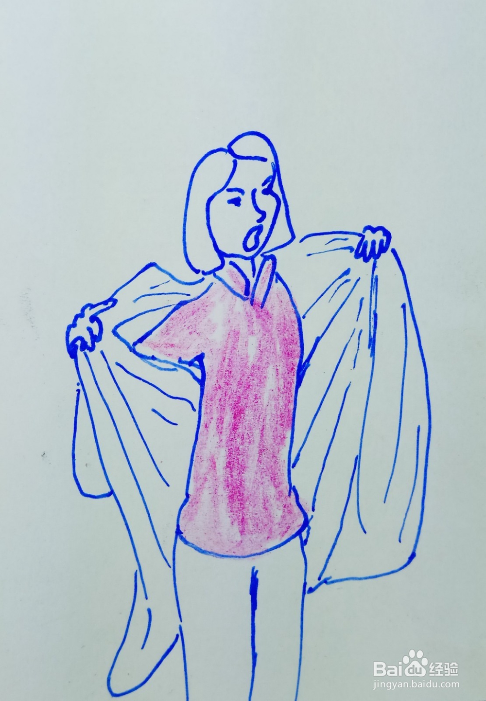 怎样画儿童简笔画抖着大衣的女人？