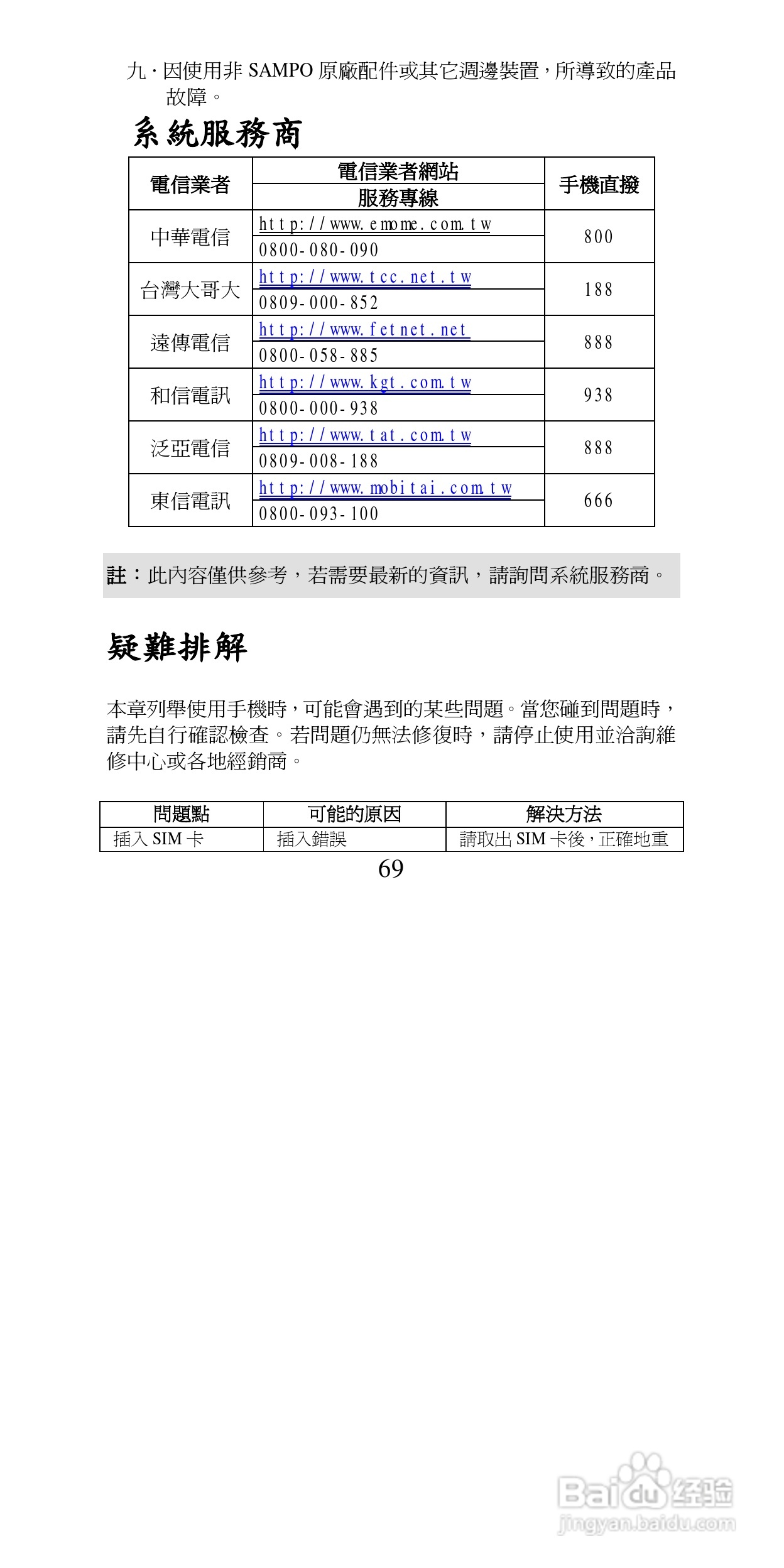 声宝GK-6250型手机说明书:[7]