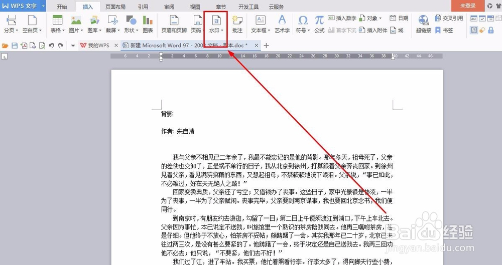 如何给文档插入水印