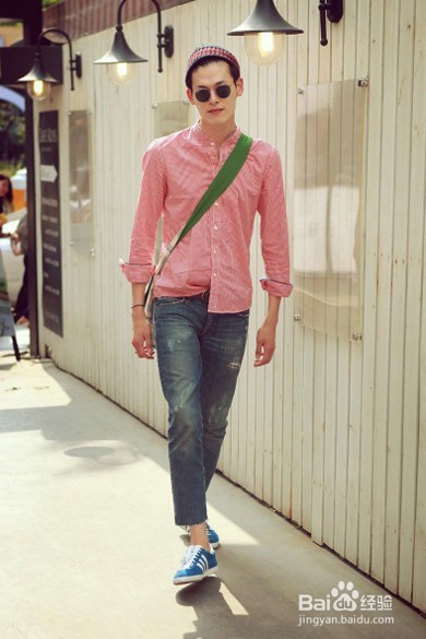 男士立领衬衫搭配图