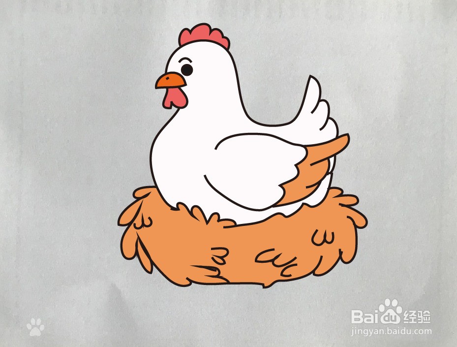 鸡孵蛋简笔画图片
