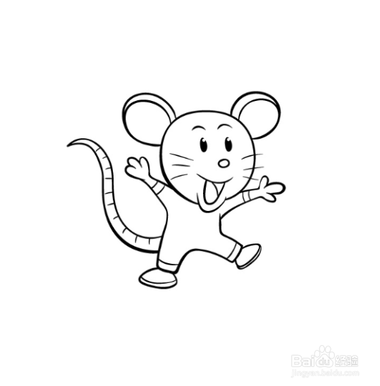 如何画蹦跳的卡通老鼠简笔画