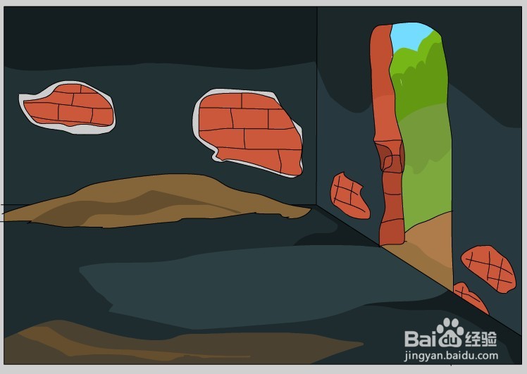 flash绘制卡通室内房子的场景