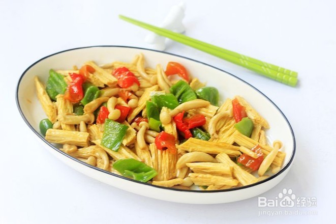 白玉菇炒腐竹的做法