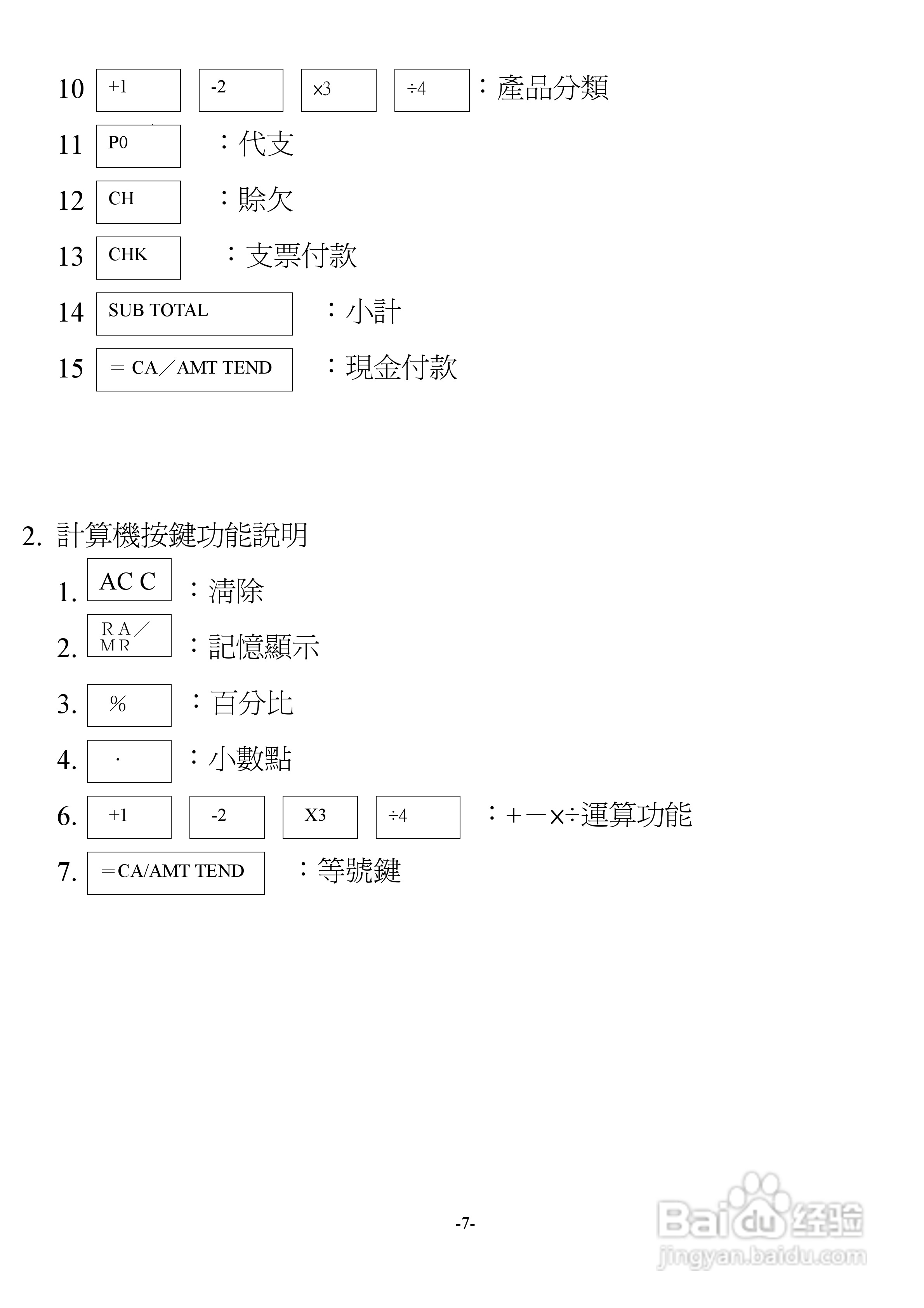卡西欧120CR电脑收银机操作手册