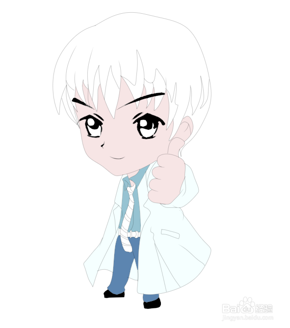 简笔画---Q版白大褂帅医生的画法