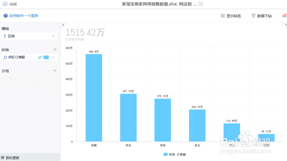 在数据观中如何创建图表