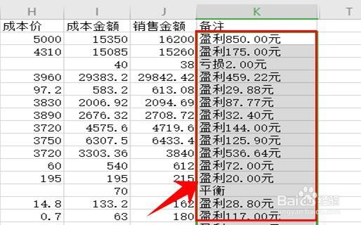 Excel表中如何利用Text函数得出盈利或亏损情况