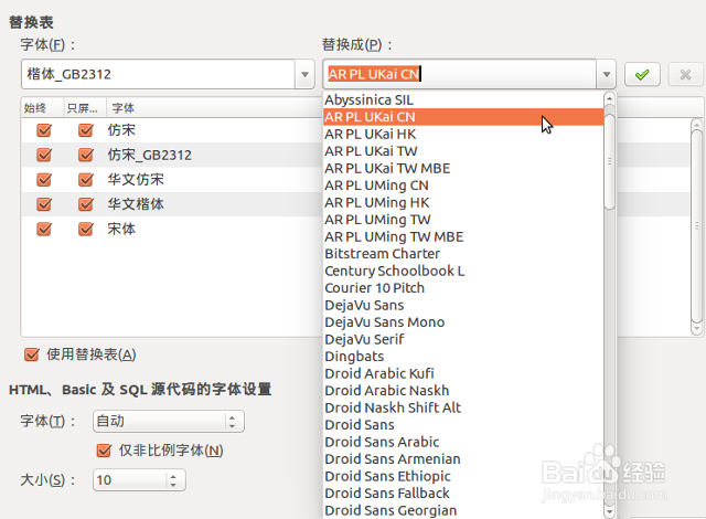 Ubuntu 里为 LibreOffice 设置替换显示字体
