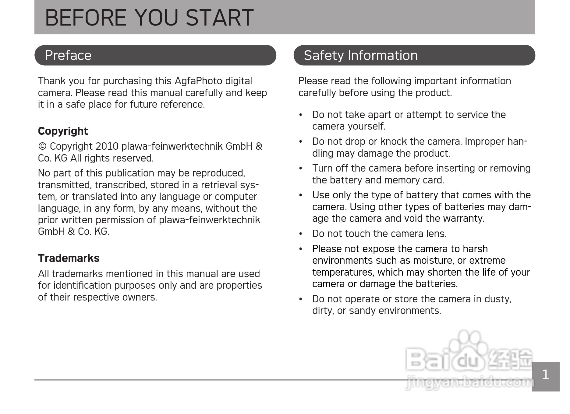 爱克发AgfaPhoto OPTIMA 3数码相机使用说明书:[1]