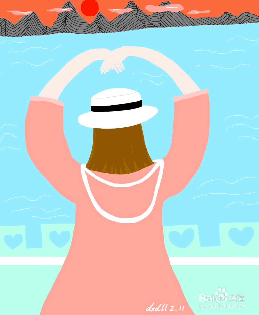 dxdll手绘之看落日的女孩