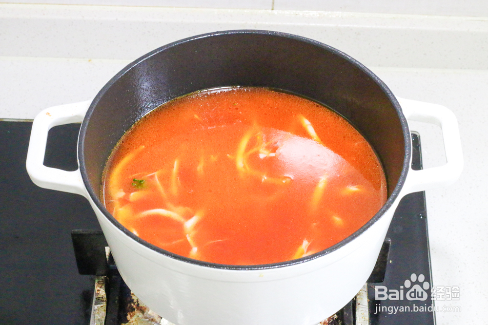 蔬果美食-番茄菌菇年糕汤