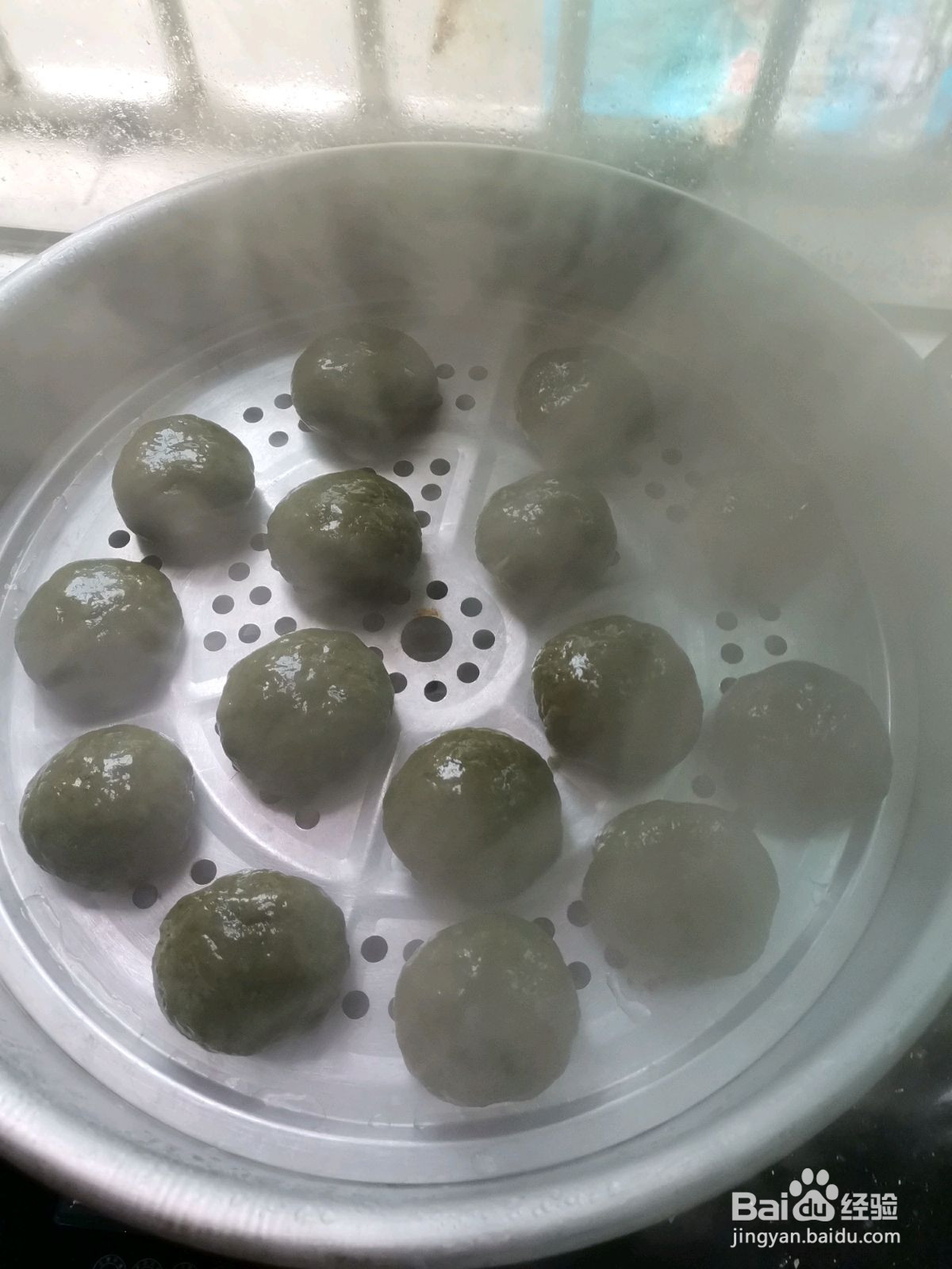 自制蜜豆青团的做法