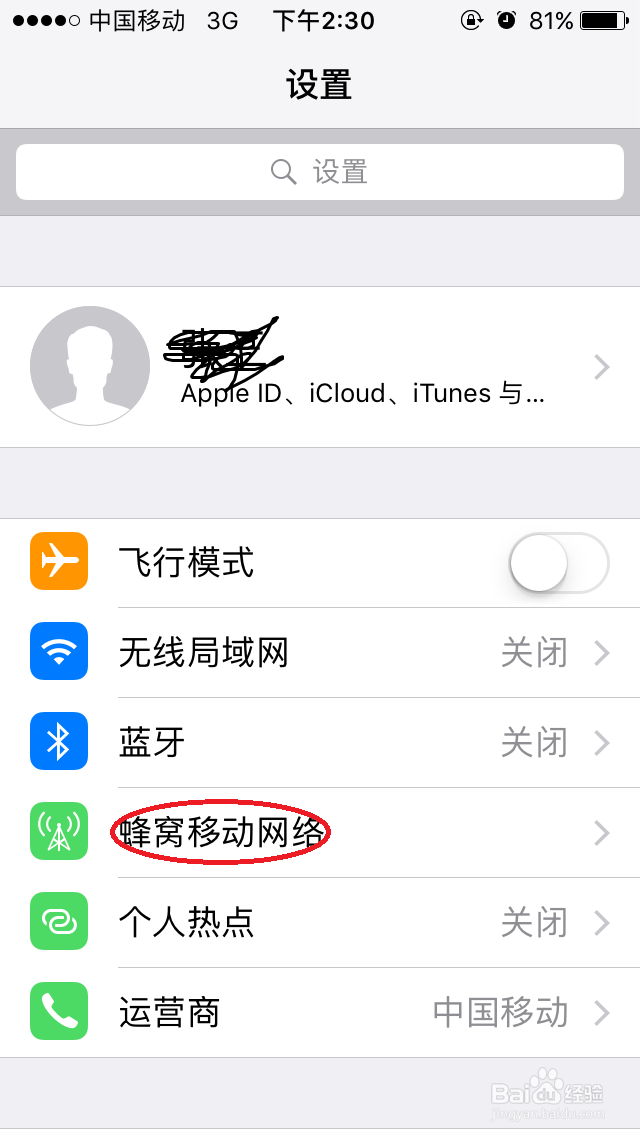 苹果iphone手机开启蜂窝数据后不显示4G怎么办