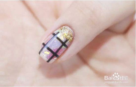 成熟格子美甲画法教程