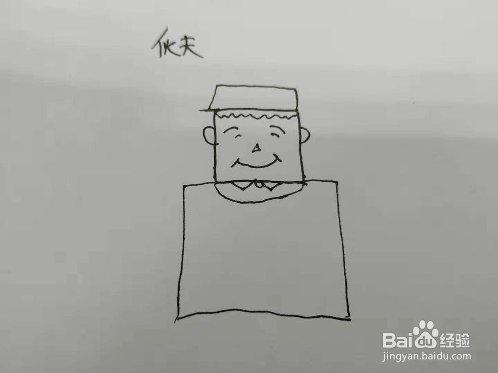 做饭的伙夫简笔画怎么画，怎么画胖胖的厨子？