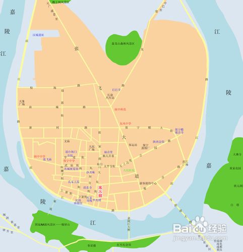 阆中古城地图图片