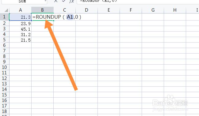 excel小数点进1取整