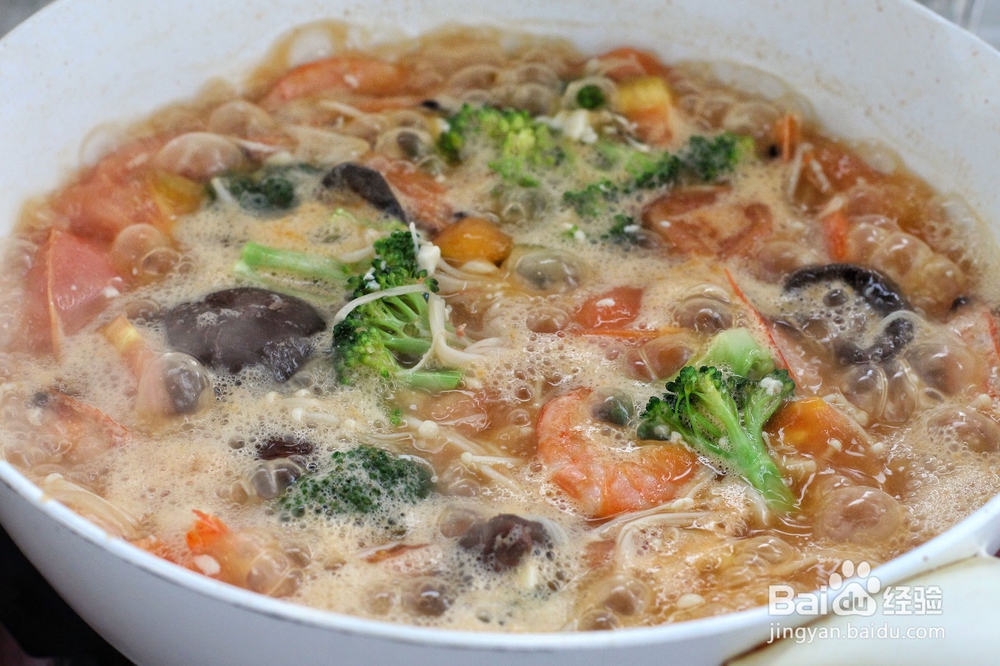 暖胃蔬菜大虾豆腐汤