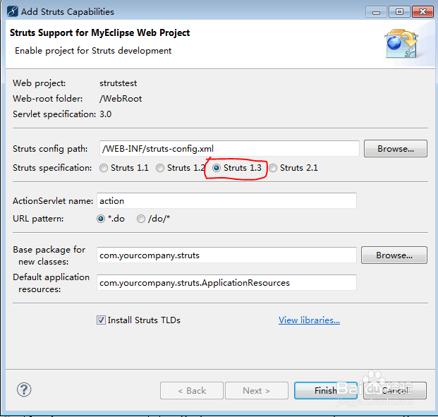 用MyEclipse开发struts程序